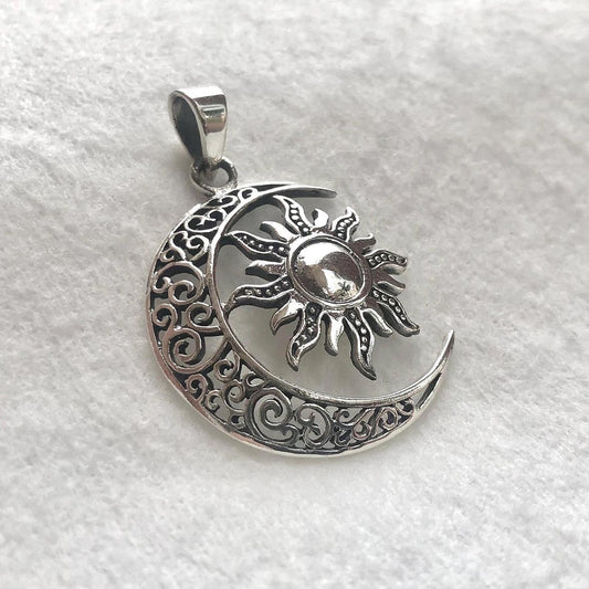 Celtic Sun & Crescent Moon Pendant/Necklace