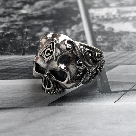 Skull Freemason Masonic Skeleton Ring