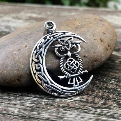 Owl Crescent Moon Pendant/Necklace