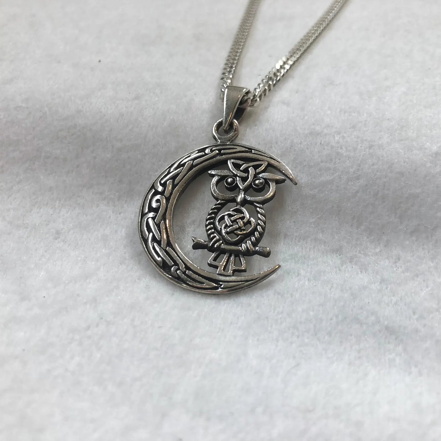 Owl Crescent Moon Pendant/Necklace
