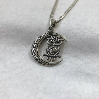 Owl Crescent Moon Pendant/Necklace