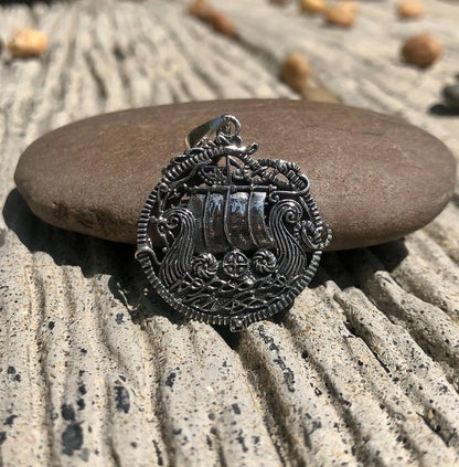 Viking Longship Kayaks Boat Pendant/Necklace