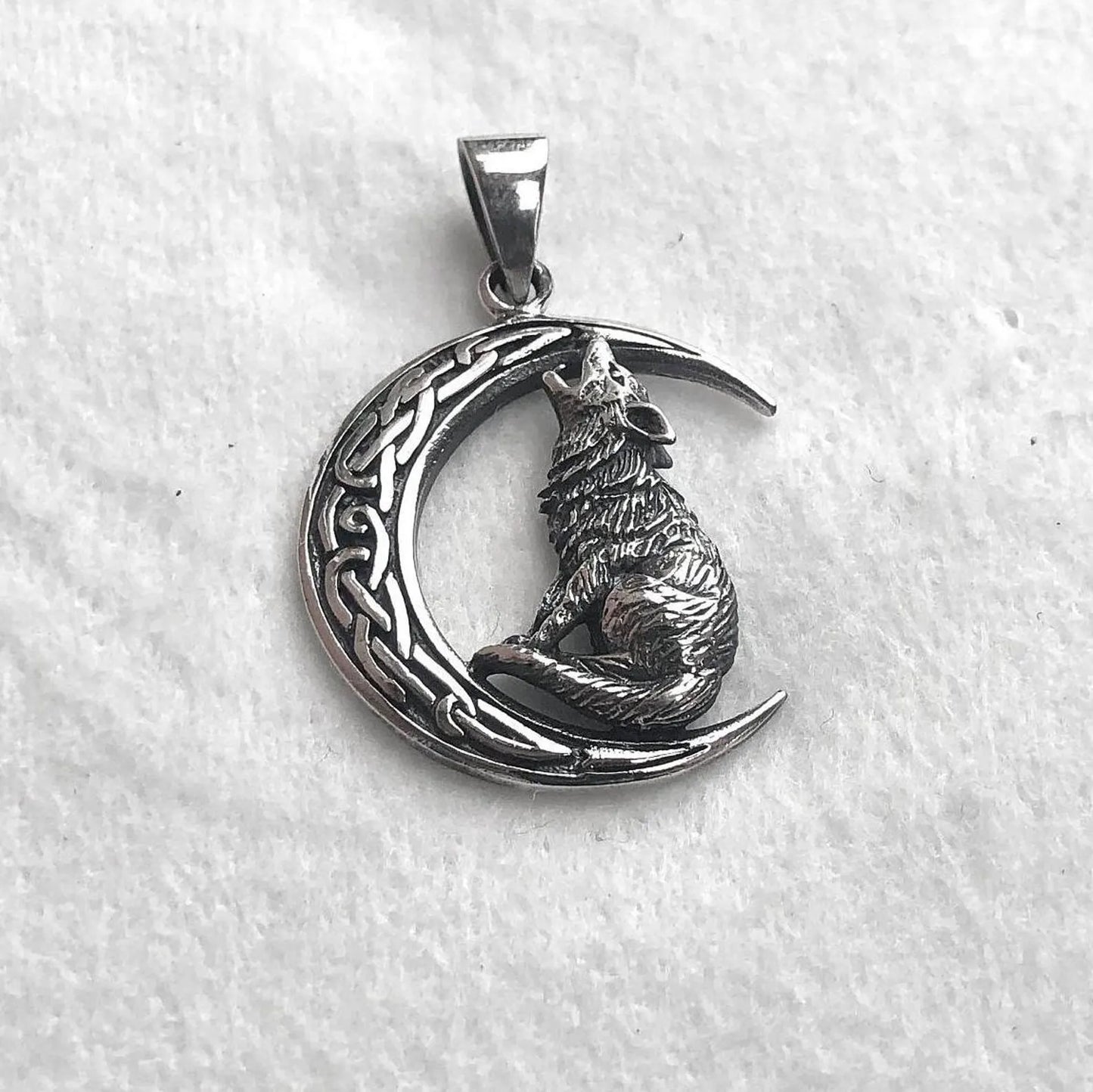Crescent Moon Wolf Celtic Fenrir Pendant/Necklace