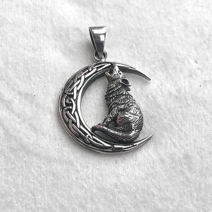 Crescent Moon Wolf Celtic Fenrir Pendant/Necklace