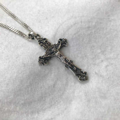 Jesus Cross Crucifix Fluer De Lis Pendant/Necklace