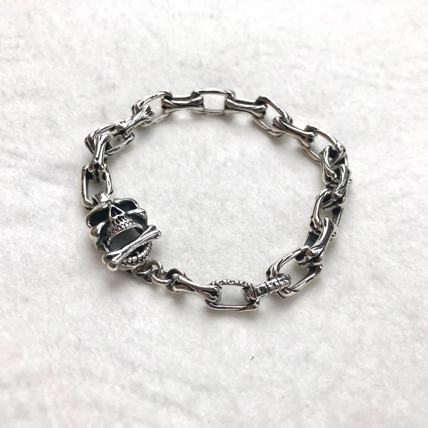 Skull Punk Skeleton Gothic Biker Chain Bracelet