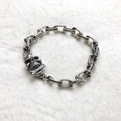 Skull Punk Skeleton Gothic Biker Chain Bracelet