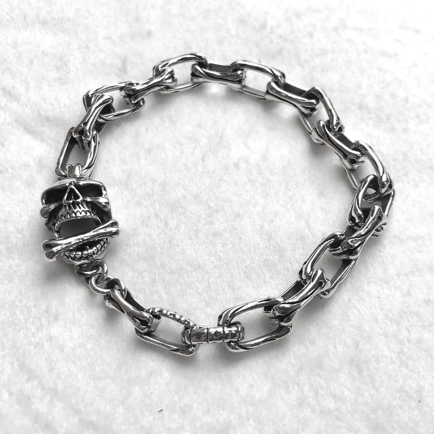 Skull Punk Skeleton Gothic Biker Chain Bracelet