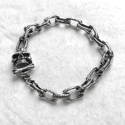 Skull Punk Skeleton Gothic Biker Chain Bracelet