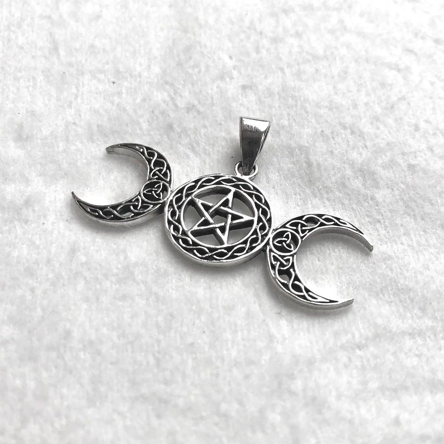 Triple Moon Pentacle Wiccan Pendant/Necklace