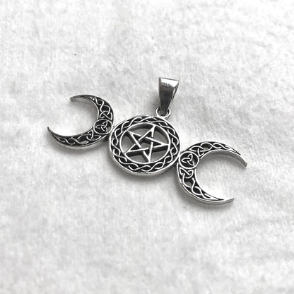 Triple Moon Pentacle Wiccan Pendant/Necklace