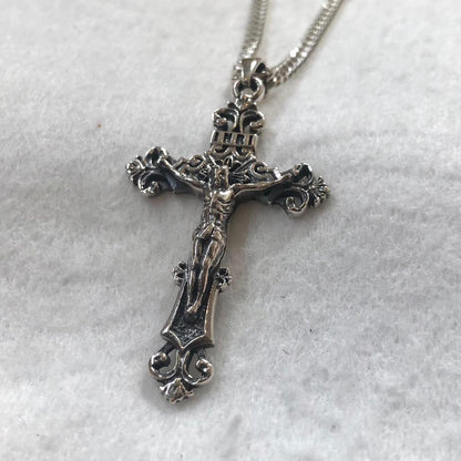 Jesus Cross Crucifix Fluer De Lis Pendant/Necklace