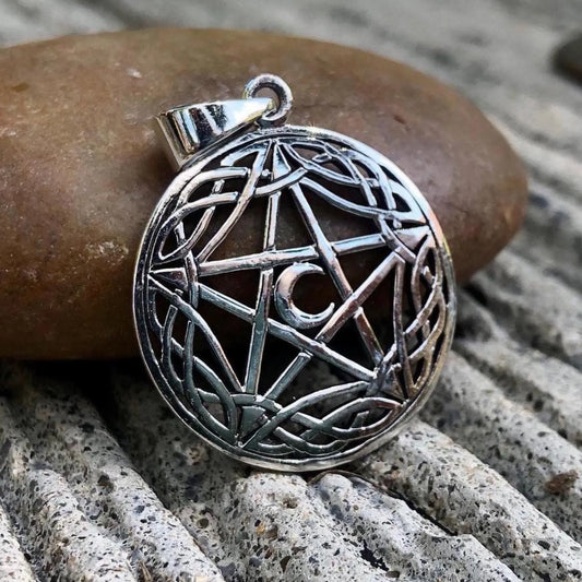 Crescent Moon Celtic Pentagram Pendant/Necklace