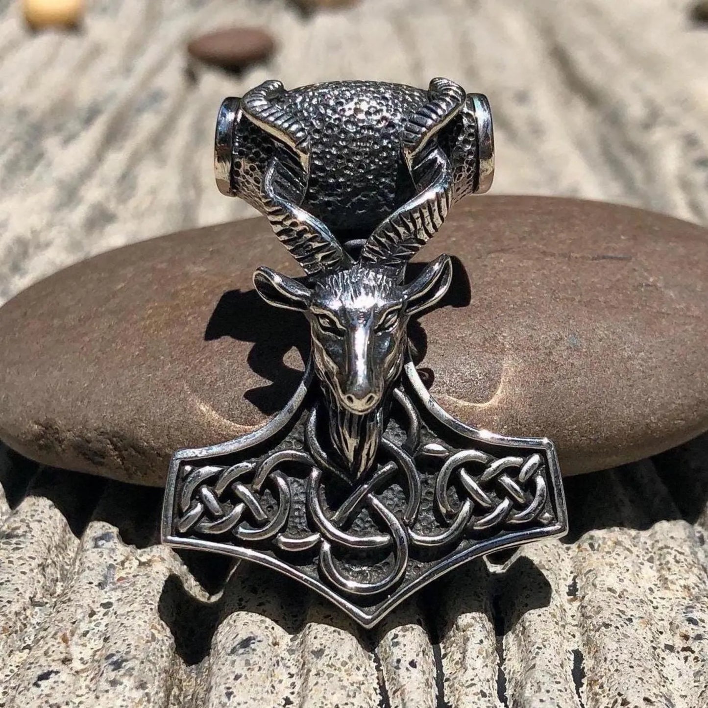 Thor's Hammer Goat Head Mjolnir Pendant/Necklace