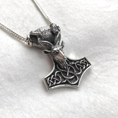 Thor's Hammer Goat Head Mjolnir Pendant/Necklace