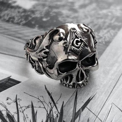 Skull Freemason Masonic Skeleton Ring