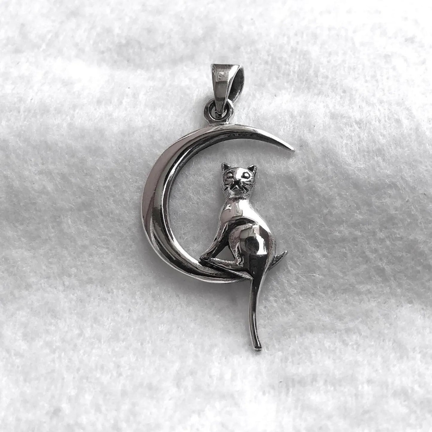 Cat & Crescent Moon Pendant/Necklace