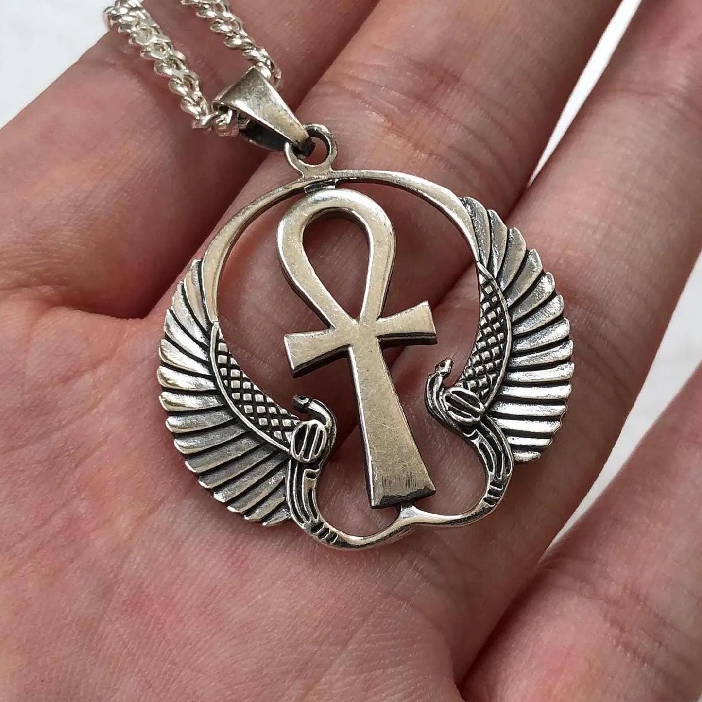Ankh Egyptian Cross Isis Wings Pendant/Necklace