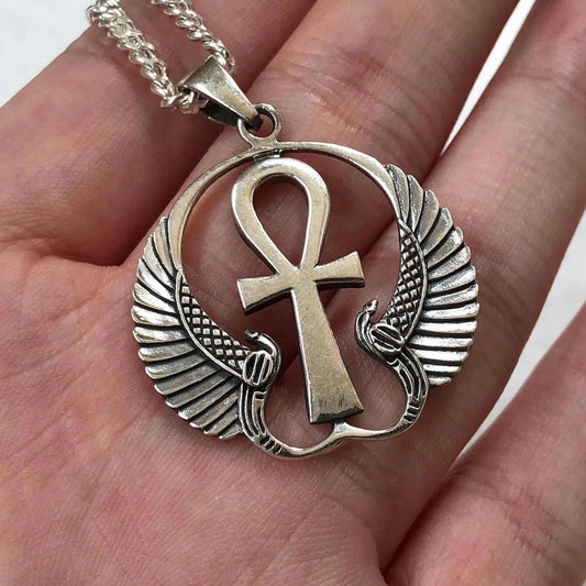Ankh Egyptian Cross Isis Wings Pendant/Necklace