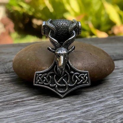Thor's Hammer Goat Head Mjolnir Pendant/Necklace