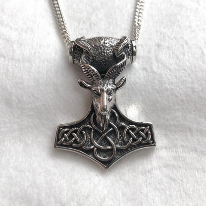 Thor's Hammer Goat Head Mjolnir Pendant/Necklace