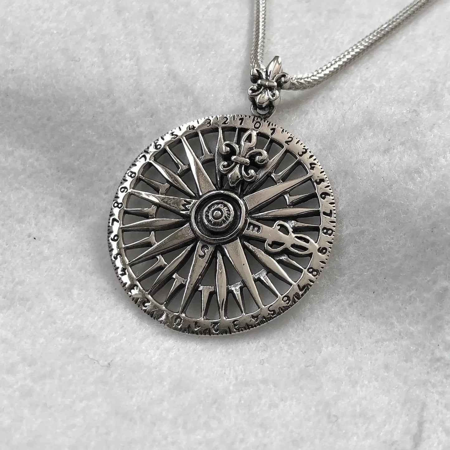 North Star Compass Fleur De Lis Pendant/Necklace