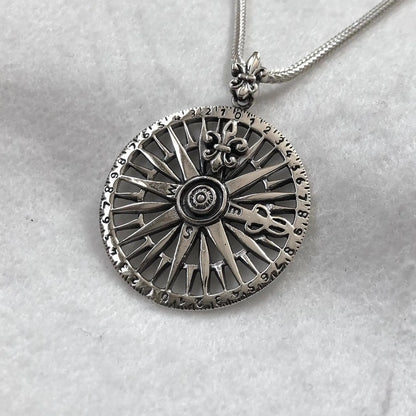North Star Compass Fleur De Lis Pendant/Necklace