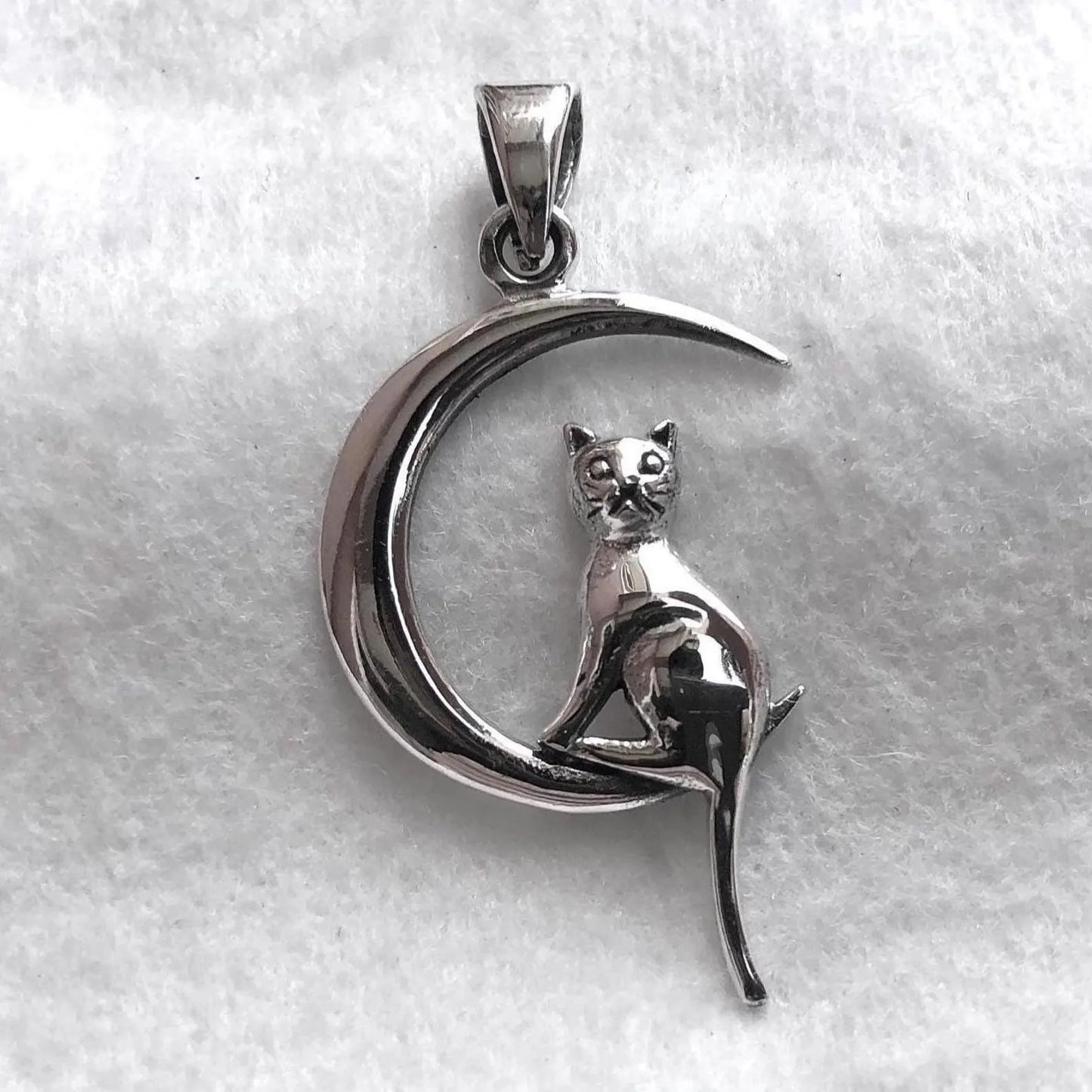Cat & Crescent Moon Pendant/Necklace