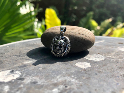 Tiny Viking Warrior Skull Norse Warrior Pendant/Necklace
