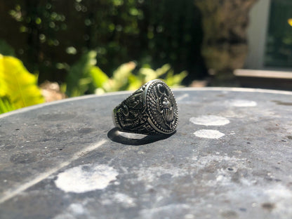 Egyptian Bug Scarab Onyx Ring