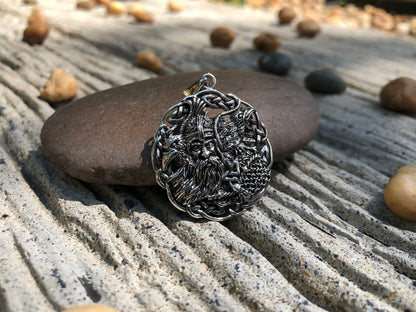 Odin & huginn muninn raven companion Celtic Pendant/Necklace