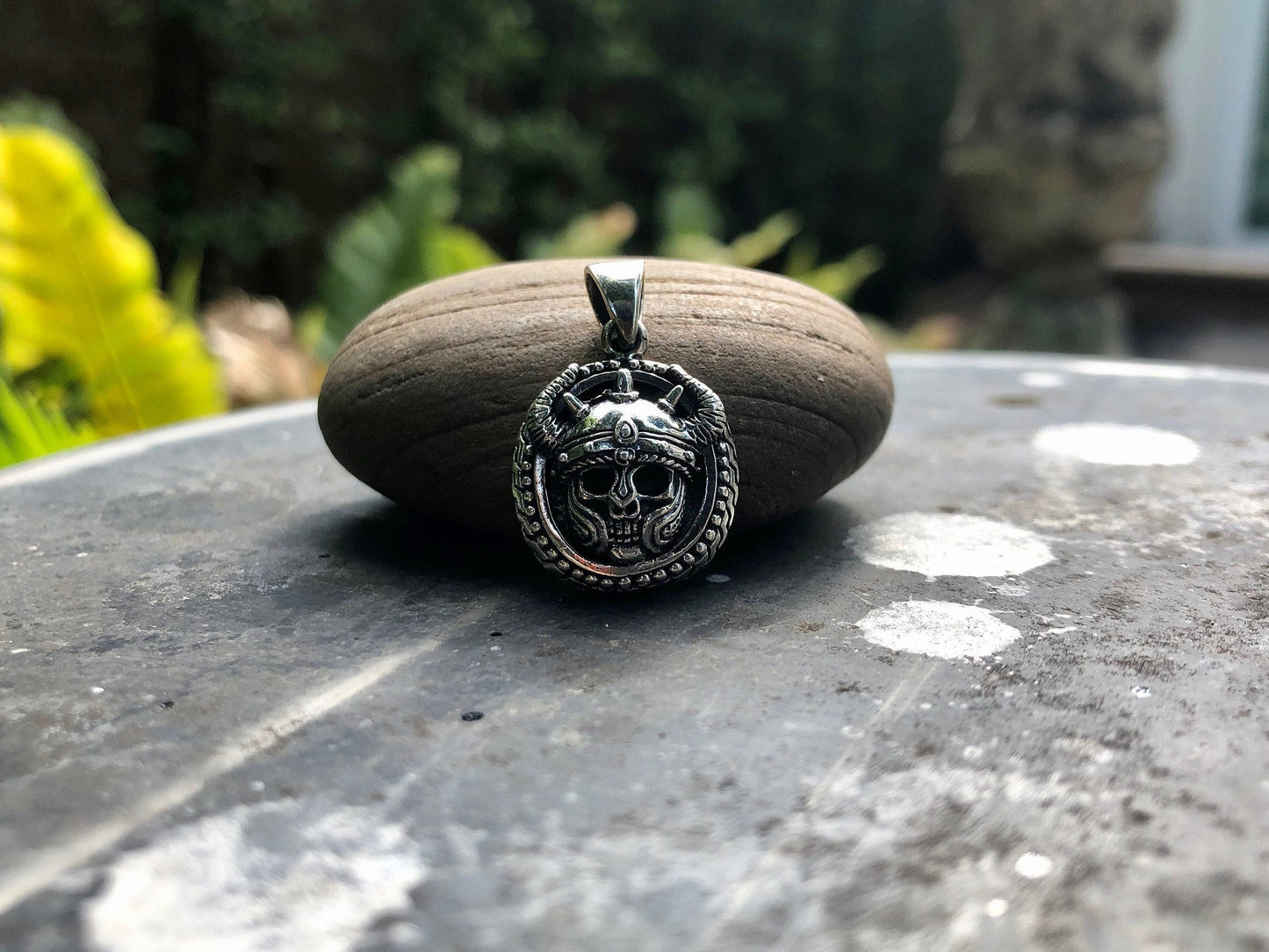 Tiny Viking Warrior Skull Norse Warrior Pendant/Necklace