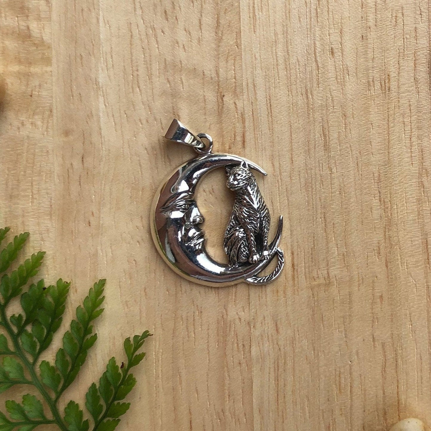 Cat Crescent Moon Wiccan Pendant/Necklace