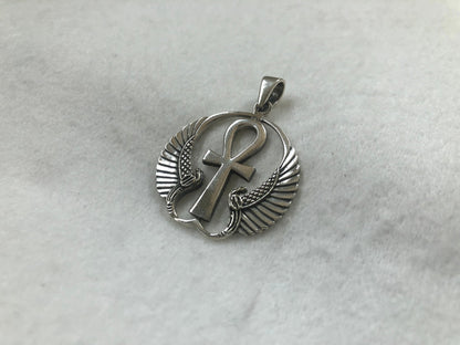 Isis Wing, Ankh Cross, Egyptian Cross Pendant/Necklace
