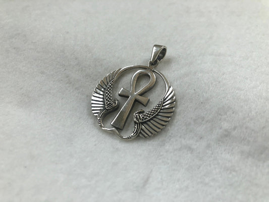 Isis Wing, Ankh Cross, Egyptian Cross Pendant/Necklace