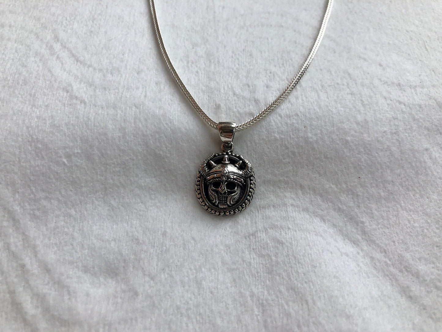 Tiny Viking Warrior Skull Norse Warrior Pendant/Necklace