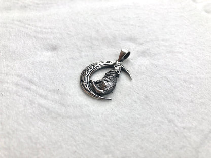 Wolf Crescent Moon Pendant/Necklace