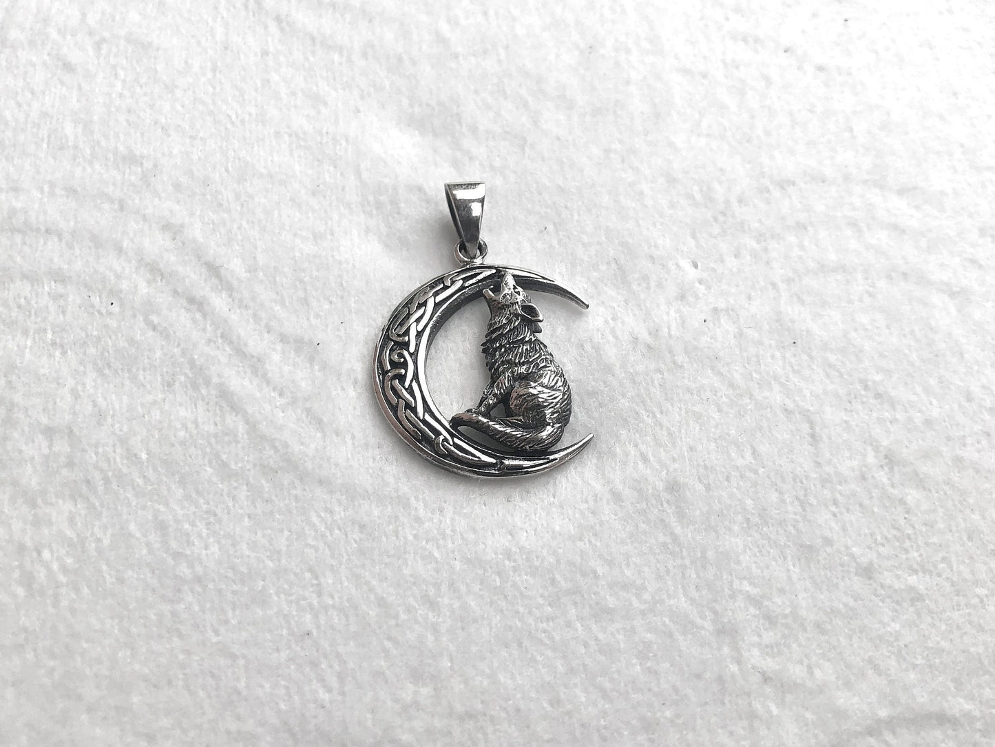 Wolf Crescent Moon Pendant/Necklace