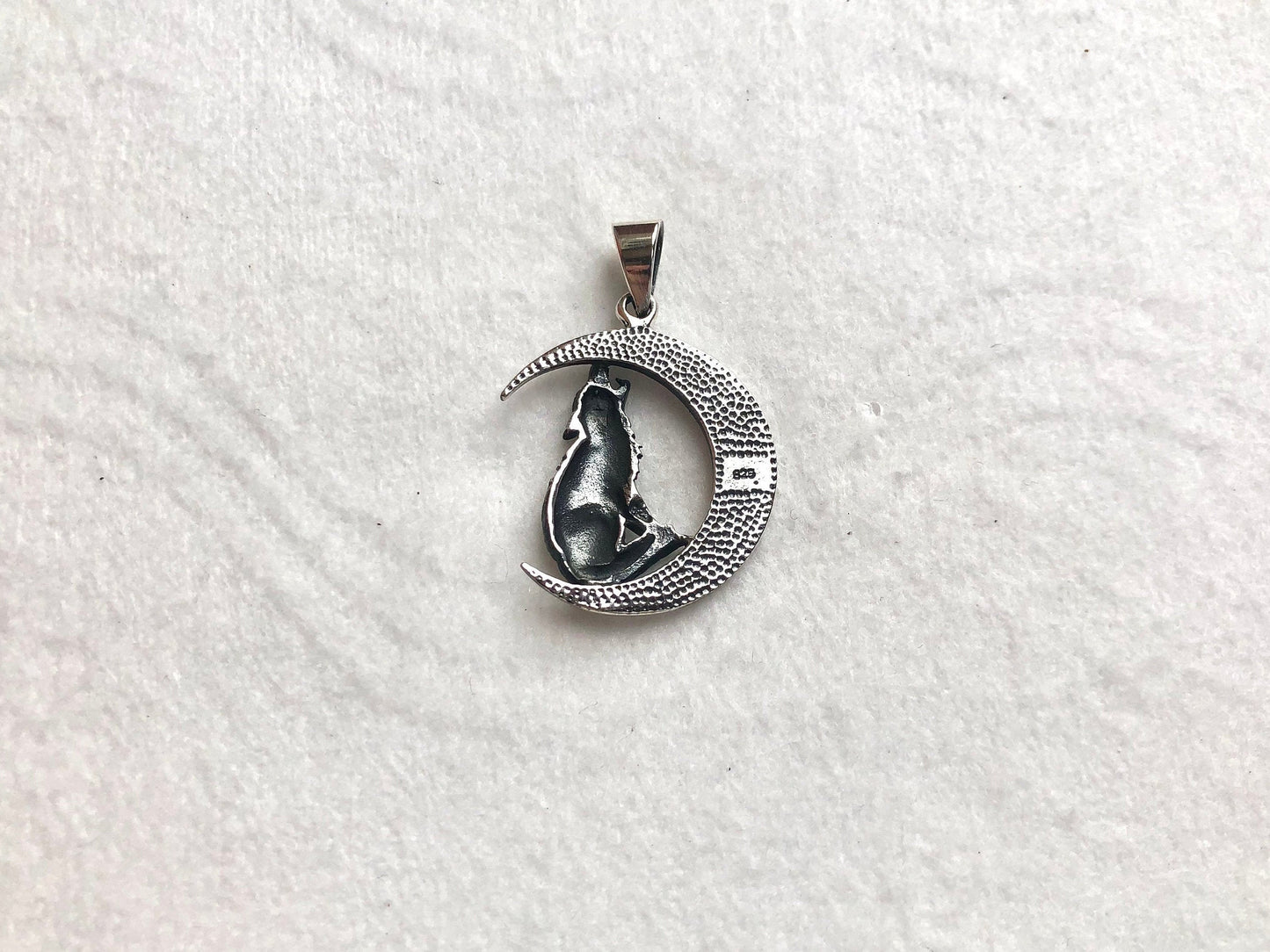 Wolf Crescent Moon Pendant/Necklace