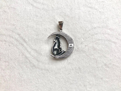 Wolf Crescent Moon Pendant/Necklace
