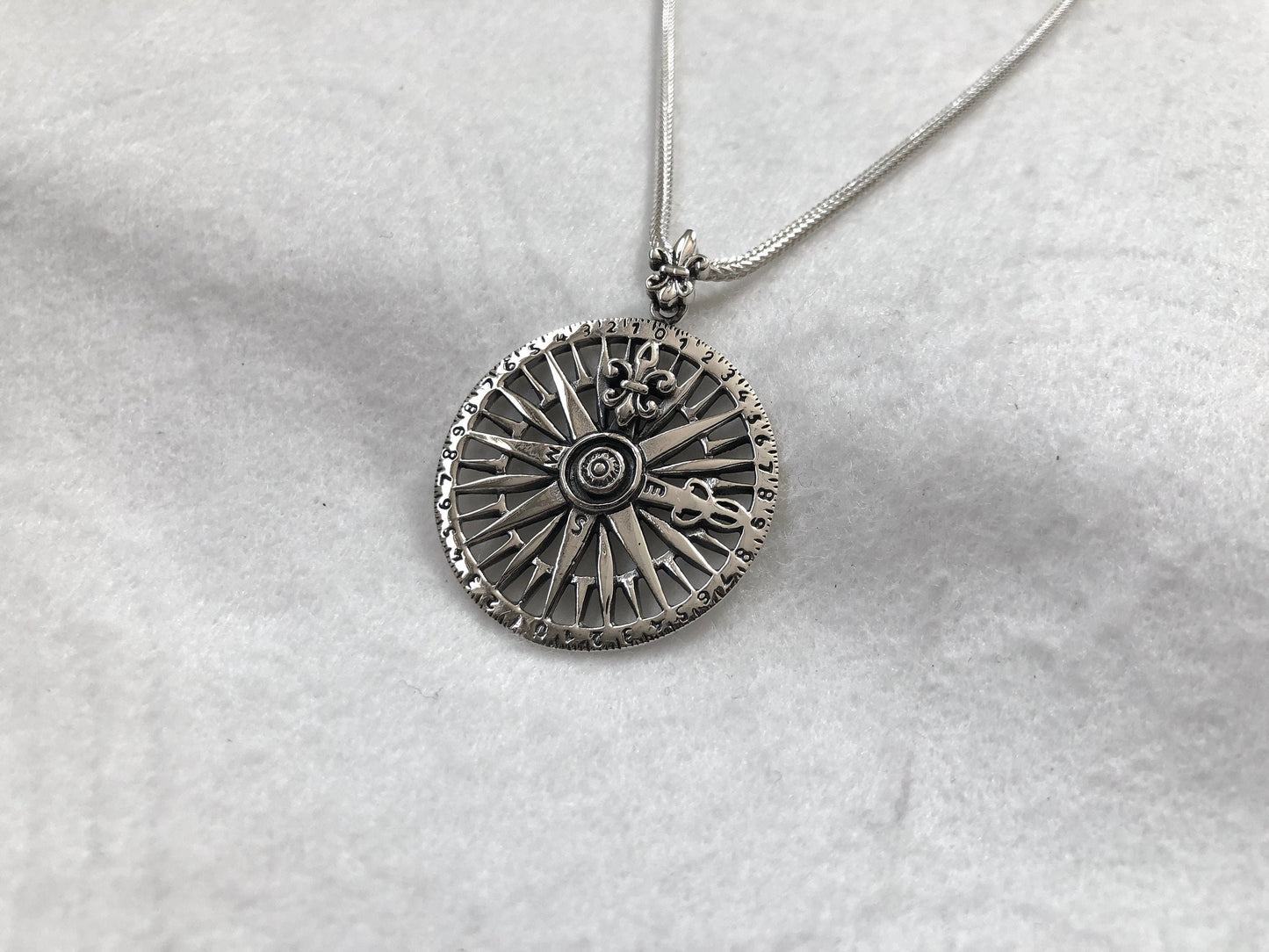 Fleur De Lis Compass Pendant/Necklace