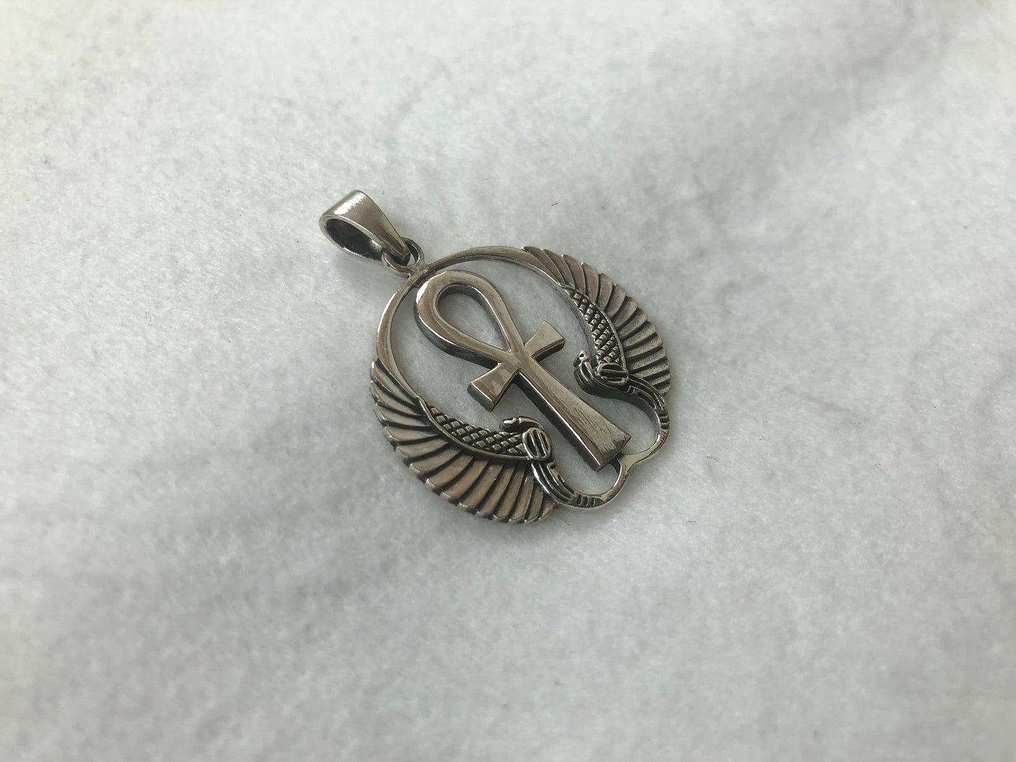 Isis Wing, Ankh Cross, Egyptian Cross Pendant/Necklace