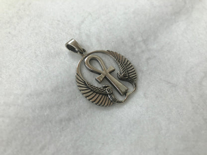Isis Wing, Ankh Cross, Egyptian Cross Pendant/Necklace