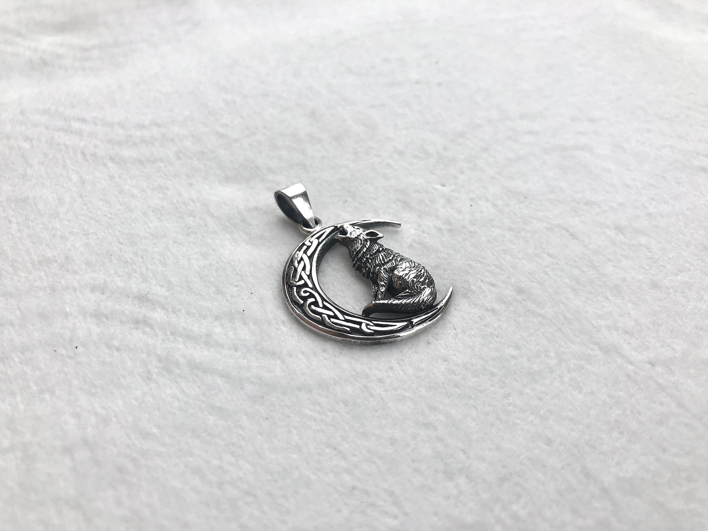 Wolf Crescent Moon Pendant/Necklace