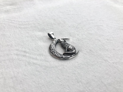 Wolf Crescent Moon Pendant/Necklace