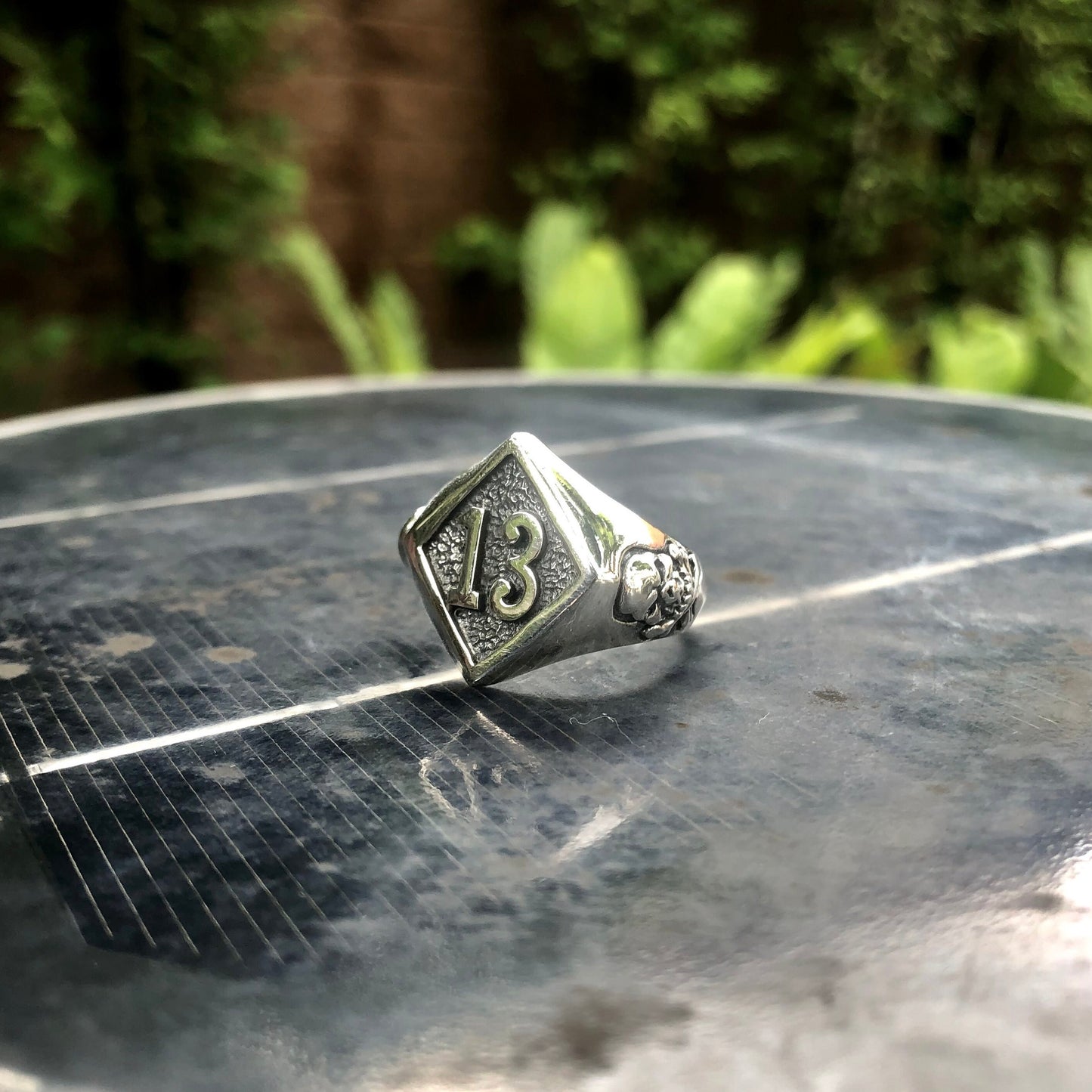 Lucky 13 Diamond Biker Ring Gothic Style Ring