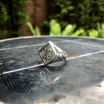 Lucky 13 Diamond Biker Ring Gothic Style Ring