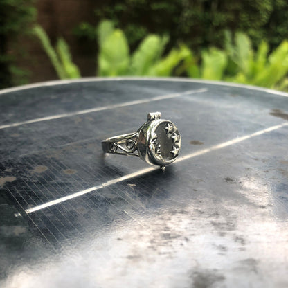 Celtic Crescent Moon Star Ring Locket