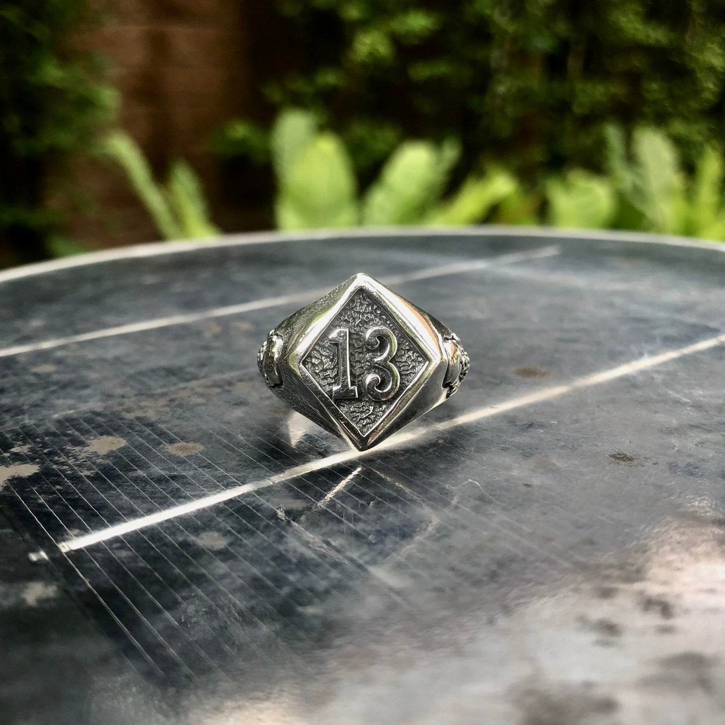 Lucky 13 Diamond Biker Ring Gothic Style Ring