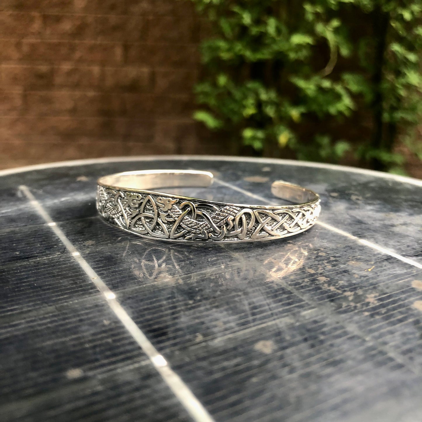 Celtic Triquetra Viking Dragon Cuff Bracelet